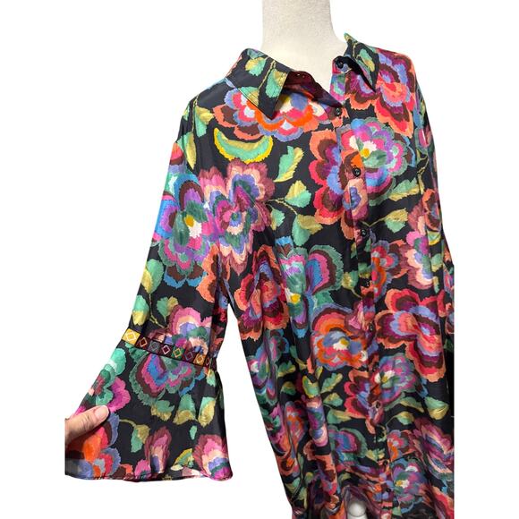 Johnny Was Workshop Calanthe Tiered Flounce Dress – 100% Silk – Size 3X - Picture 5 of 7